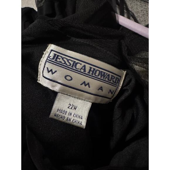 Jessica Howard Plus Size Black Shift Dress Sheer Short Sleeve Flattering Sz 22W - Picture 4 of 12